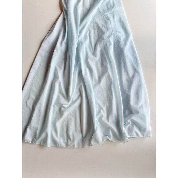 Vintage 60's LUXITE Light Blue Nylon Embroidered Mesh Plunge Slip Dress, Size 34 - Picture 8 of 12